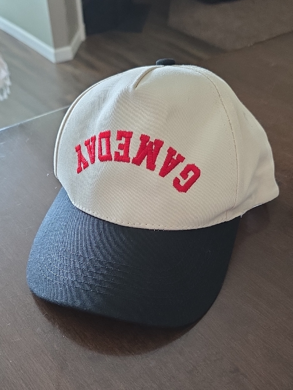 Two-Tone Baseball Cap with Red Embroidery